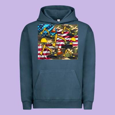 Excavator American Flag Urban Hoodie Designed By Artiststas