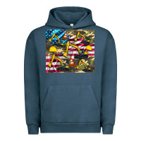 Pigment Midnight Navy excavator American flag Urban Hoodie - Artiststas