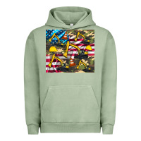 Pigment Oil Green excavator American flag Urban Hoodie - Artiststas