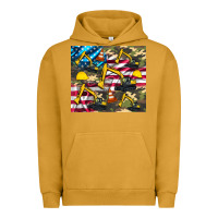Pigment Peanut Butter excavator American flag Urban Hoodie - Artiststas