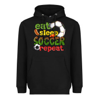Black eat sleep soccer repeat Heavyweight Hoodie - texasbilliewilder