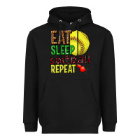 Black eat sleep softball repeat Heavyweight Hoodie - texasbilliewilder