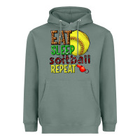 Sage eat sleep softball repeat Heavyweight Hoodie - texasbilliewilder