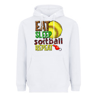 White eat sleep softball repeat Heavyweight Hoodie - texasbilliewilder
