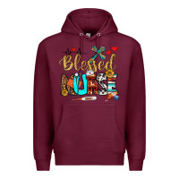 Burgundy blessed nurse Premium Hoodie - BundleAndBundleShop
