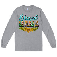 Heather Grey blessed mama Long Sleeve Tee - BarkalooDesign