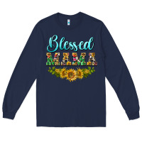 Navy blessed mama Long Sleeve Tee - BarkalooDesign