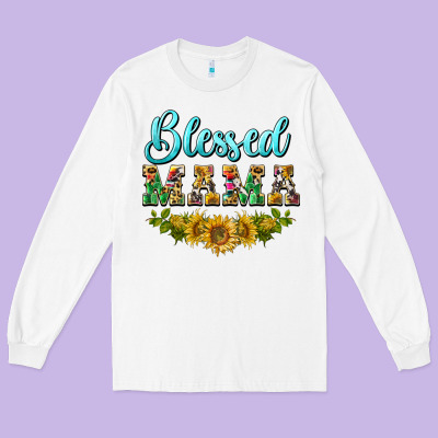 Blessed Mama Long Sleeve Tee Designed By Barkaloodesign
