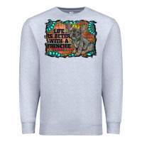 Heather Grey life is better with a frenchie Premium Sweatshirt - RanaPortraitStore