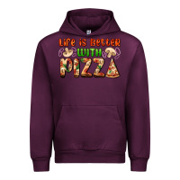 Mauve Wine life is better with pizza Urban Hoodie - AdoDesignShop