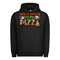 Pigment Black life is better with pizza Urban Hoodie - AdoDesignShop