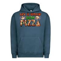 Pigment Midnight Navy life is better with pizza Urban Hoodie - AdoDesignShop