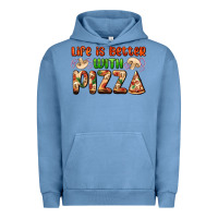 Pigment Pebble Blue life is better with pizza Urban Hoodie - AdoDesignShop