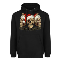 Black Merry Christmas Skulls Heavyweight Hoodie - RanaPortraitStore