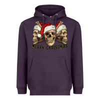 Plum Merry Christmas Skulls Heavyweight Hoodie - RanaPortraitStore
