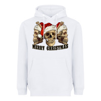 White Merry Christmas Skulls Heavyweight Hoodie - RanaPortraitStore