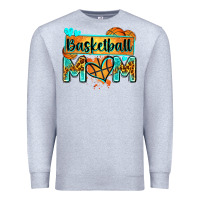 Heather Grey basketball mom with leopard Premium Sweatshirt - Zillion Design Studio