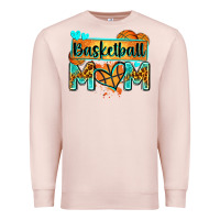 Pale Pink basketball mom with leopard Premium Sweatshirt - Zillion Design Studio