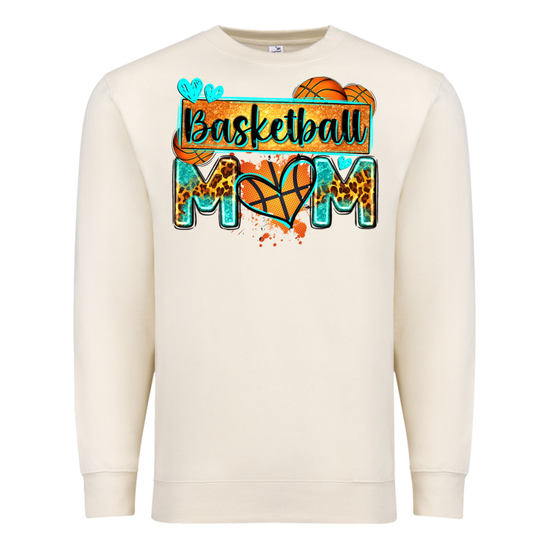 Basketball Mom With Leopard Premium Sweatshirt by Zillion Design Studio | Teevron