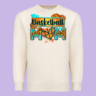 Basketball Mom With Leopard Premium Sweatshirt Designed By Zillion Design Studio