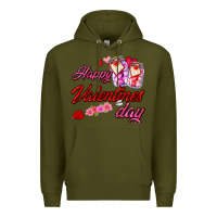 Army Green happy valentines day Premium Hoodie - AdoDesignShop