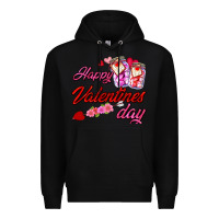 Black happy valentines day Premium Hoodie - AdoDesignShop