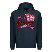 Navy happy valentines day Premium Hoodie - AdoDesignShop