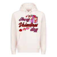 Pale Pink happy valentines day Premium Hoodie - AdoDesignShop