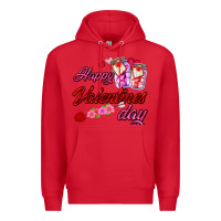 Red happy valentines day Premium Hoodie - AdoDesignShop