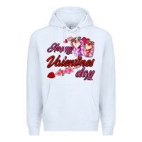White happy valentines day Premium Hoodie - AdoDesignShop