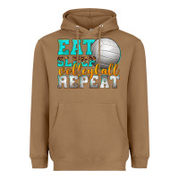 Toasted Coconut eat sleep volleyball repeat Heavyweight Hoodie - texasbilliewilder