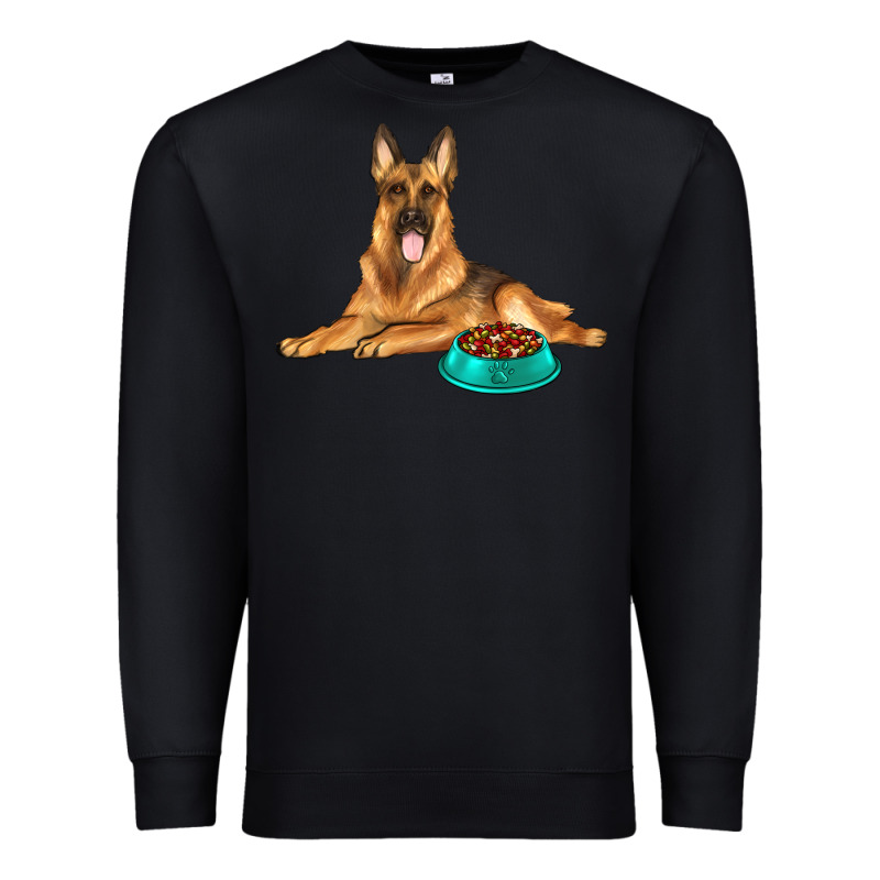 German Shepherd With Food Bowl Premium Sweatshirt by texasbilliewilder | Teevron