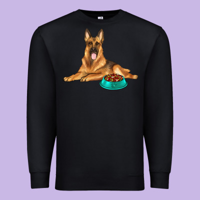 German Shepherd With Food Bowl Premium Sweatshirt Designed By Texasbilliewilder