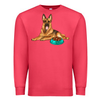 Cardinal german shepherd with food bowl Premium Sweatshirt - texasbilliewilder