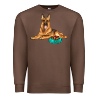 Chestnut german shepherd with food bowl Premium Sweatshirt - texasbilliewilder