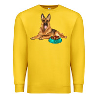 Lemon german shepherd with food bowl Premium Sweatshirt - texasbilliewilder