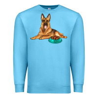Ocean Blue german shepherd with food bowl Premium Sweatshirt - texasbilliewilder