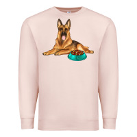 Pale Pink german shepherd with food bowl Premium Sweatshirt - texasbilliewilder