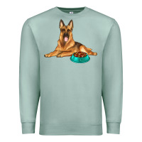 Seafoam german shepherd with food bowl Premium Sweatshirt - texasbilliewilder