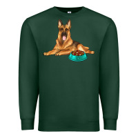 Sports Green german shepherd with food bowl Premium Sweatshirt - texasbilliewilder