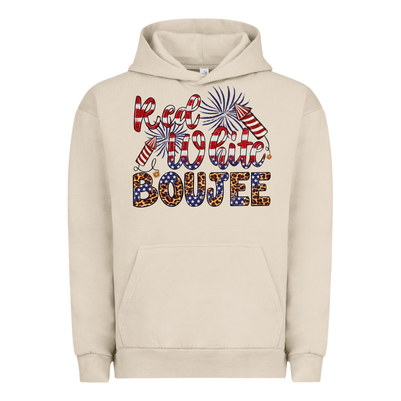 Red White Boujee Urban Hoodie by Artiststas | Teevron