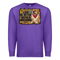 Purple life is better with a bulldog Premium Sweatshirt - RanaPortraitStore