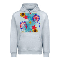Heather Grey patriotic fireworks and sunflower Urban Hoodie - BundleAndBundleShop