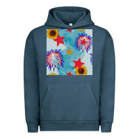 Pigment Midnight Navy patriotic fireworks and sunflower Urban Hoodie - BundleAndBundleShop