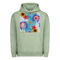 Pigment Oil Green patriotic fireworks and sunflower Urban Hoodie - BundleAndBundleShop