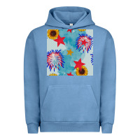 Pigment Pebble Blue patriotic fireworks and sunflower Urban Hoodie - BundleAndBundleShop