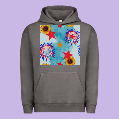 Patriotic Fireworks And Sunflower Urban Hoodie Designed By Bundleandbundleshop
