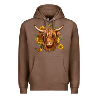 Chestnut sunflowers long haired cow Premium Hoodie - Jasminsmagicworld