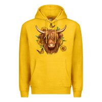 Lemon sunflowers long haired cow Premium Hoodie - Jasminsmagicworld