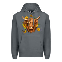 Rock sunflowers long haired cow Premium Hoodie - Jasminsmagicworld
